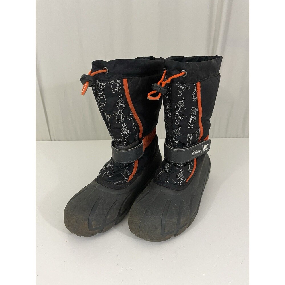 Sorel Disney Olaf Winter Snow Boots Kids Size 6 Olaf Black Pull On Weather Proof